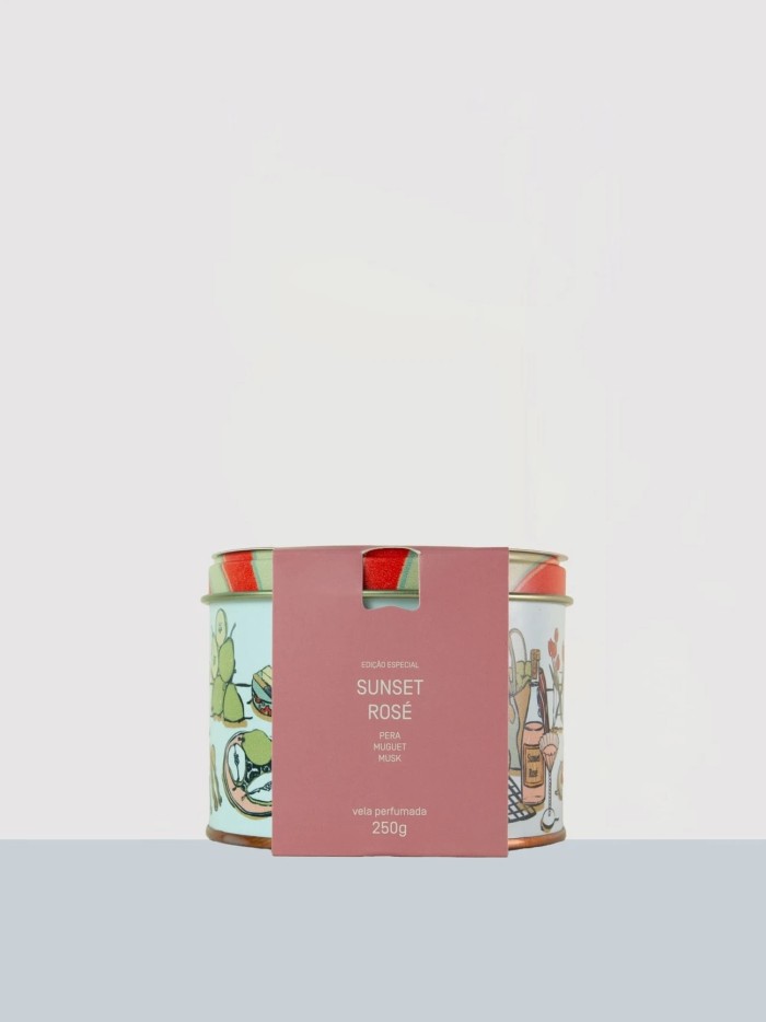 VELA PERFUMADA LATA SUNSET ROSE 250G LENVIE