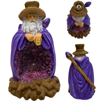 INCENSARIO CASCATA MISTICO MAGO MERLIN ROXO 17CM