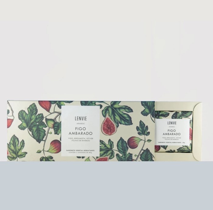 KIT SABONETE EM BARRA FIGO AMBARADO 3UN 80G CADA  LENVIE
