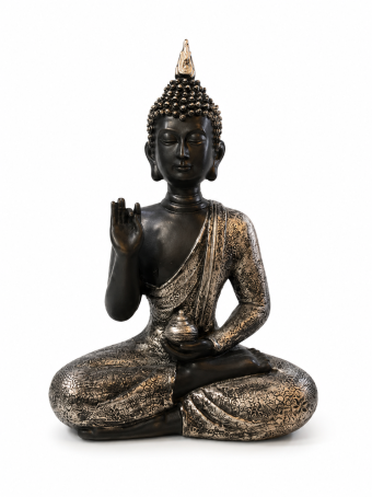 BUDA NAMASTE PRETO C/ PRATA