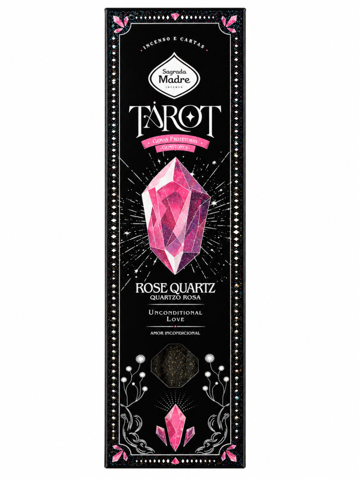 INCENSO SAGRADA MADRE LINHA TAROT GEMAS QUARTZO ROSA