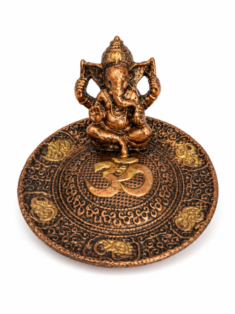 INCENSARIO PRATINHO GANESHA/OM COBRE