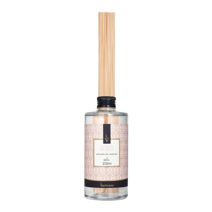 REFIL DIFUSOR DE VARETAS 250ML JASMIM  BRANCO VIA AROMA 